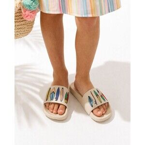 Hanna Andersson Slide Sandals Surfboard Print Summer Beach Y4/5 Women 5.5–6.5